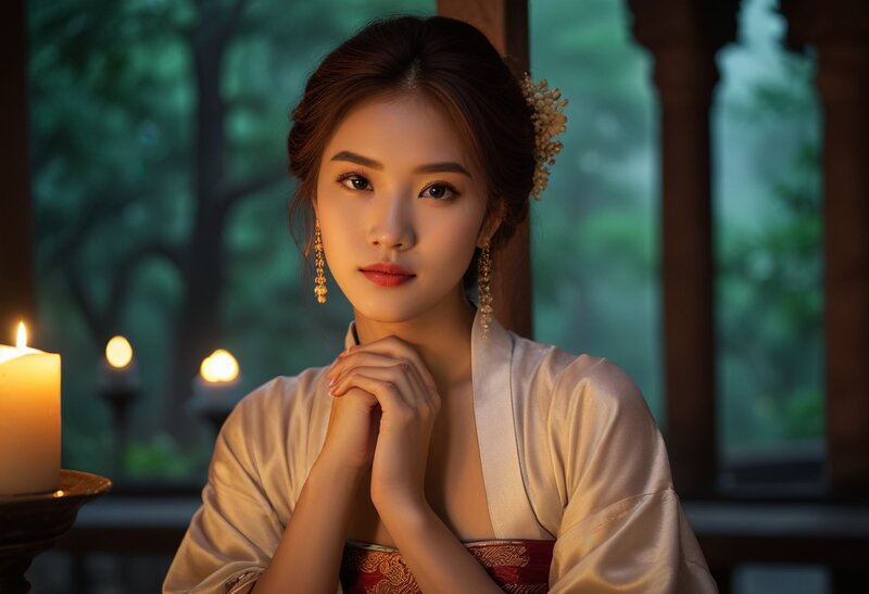 逆光里的她